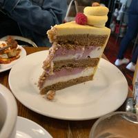 Vanilla passionfruit raspberry cake unreal!! Also huge enough to share at P.S. and Co. in Philadelphia