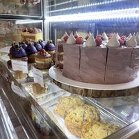 Carrot cake with purple icingg  at P.S. and Co. in Philadelphia