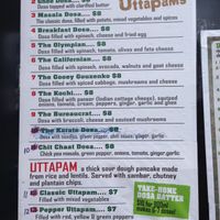 Dosa Menu at Dosa Inc - Food Truck in Ottawa