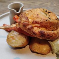 The vegan wellington; prior to pouring the gravy at The Bell in Leatherhead