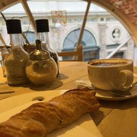 View from the tables upstairs  at Le Pain Quotidien -  Galerie de la Reine in Brussels