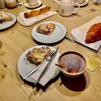 Belgian Vegan Hot Chocolate - Cherry Crumble Pie - Tortillon - Hibiscus Croissant at Le Pain Quotidien -  Galerie de la Reine in Brussels