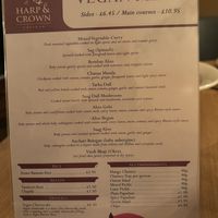Vegan menu  at The Burj at Harp & Crown (Corsham) in Corsham