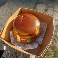 Vegan burger with kimchi and oyster mushroom at Burger & Wein by UnterFreunden in Schleswig-holstein