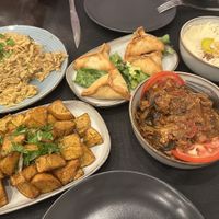 Batatas, cauliflower rice, fatayer, moussaka and hummus   at Thym & Olives in Provence-alpes-côte D'azur