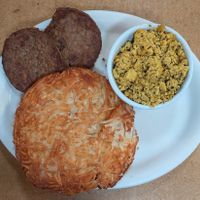 Classic Breakfast Platter with tofu, hash browns, and vegan sausage at Gravy in Portland