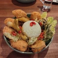 Tempura veg curry at Lotus Plant Based Kitchen in Manchester