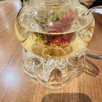 Beautiful blooming flower tea  at Lotus Plant Based Kitchen in Manchester