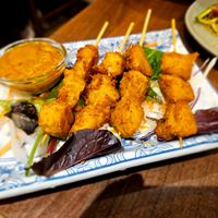 Chicken satay at Lotus Plant Based Kitchen in Manchester