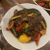 Black bean beef  at Lotus Plant Based Kitchen in Manchester