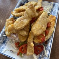 Salt and pepper chilli squid  at Lotus Plant Based Kitchen in Manchester
