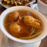 Spicy fried dumpling soup at Lotus Plant Based Kitchen in Manchester