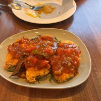 Spicy fried “fish” with green beans at Lotus Plant Based Kitchen in Manchester
