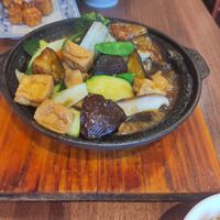 Tofu Aubergine Hotpot at Lotus Plant Based Kitchen in Manchester
