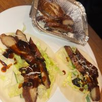 Duck pancakes   at Lotus Plant Based Kitchen in Manchester