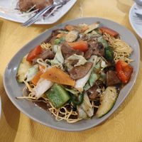 Beef noodles at Lotus Plant Based Kitchen in Manchester