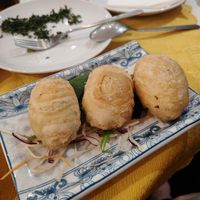 Pork pastry starter at Lotus Plant Based Kitchen in Manchester