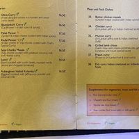 Menu at Shanthi Indian and Sri Lankan Cuisine in Unterseen