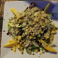 Avocado, mango, & mung bean salad. Very good at Shanthi Indian and Sri Lankan Cuisine in Unterseen