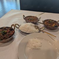 Bhindi Masala, Chole, and Aloo Gobi with Rice at Indian Delight - Flowood in Flowood
