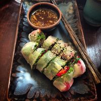 Raw spring rolls at June's Art Cafe in Koh Samui
