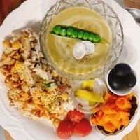 Pea soup & shiitake mushroom risotto at Nayuta Cafe in Busan