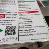 Daily specials and Happy Hour (not listed on website) at The Taco Stop in Fort Collins