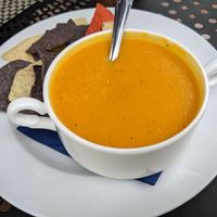 vegan carrot ginger soup - outstanding at Books and Books in Coral Gables