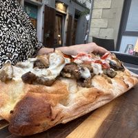 Pizza with mushrooms and veggies   at Storica Pizzeria Toscana all'Agnolo in Toscana