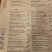 Menu  at Al-Andalus in Oxford