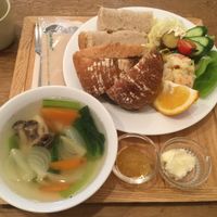 bread, salad & soup combo 🤗 at Ohisamaya in Sendai