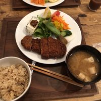 Seitan and salad  at Ohisamaya in Sendai