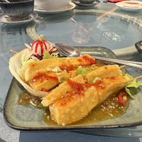 Spicy lemon tofu skewers  at New China Cottage in Ramsbottom
