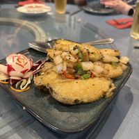 Salt n pepper aubergine fritters   at New China Cottage in Ramsbottom