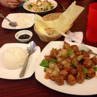 The orange chicken. Tastes just like I remember it when I was a meat eater.. Without the guilt this time around! at Sykamore Vegan House in Dallas