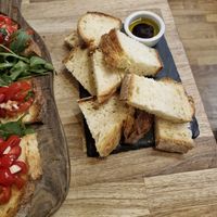 PANE: Altamura sourdough served with balsamic and oil at Casa Italia Wilmslow in England