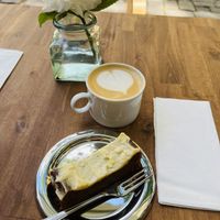 Cappuccino and gluten-free carrot cake  at Coffee by Shrt in Berlin
