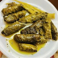 Homemade stuffed vine leaves with rice at Sentrouvani in Salakos