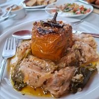 Gemista and stuffed vine leaves at Sentrouvani in Salakos