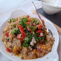 Eggplant salad at Sentrouvani in Salakos