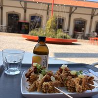 Fried mushroom skewers   at Fava Tonka — Time Out Market Porto in Porto