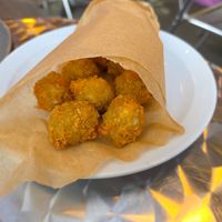 Spicy fried olives at Super Club Roma in England