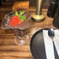 Chocolate mousse, surprisingly very chocolatey! They use chocolate and aquafaba  at Nami Santa Teresa in Santa Teresa
