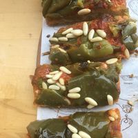 Roasted peppers & pine nuts - delicious! at Pizzarium Bonci Gabriele in Rome