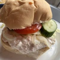 Smashed tofu bap   at dougie butties  in Douglas