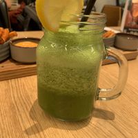 Green smoothie (spinach, celery, cucumber, apple)  at Jones the Grocer - Heathrow T2 in London