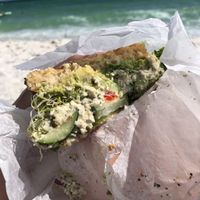 Gluten free sandwich with egg free egg salad  at Ever'man Cooperative Cafe in Pensacola