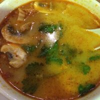 vegan tom yum soup (?) delicious, flavorful broth at Rumours Kopitiam in Glasgow