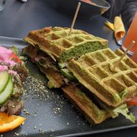 Waffle with Soy Gyros at Moehren Milieu Eco Cafe in Mainz