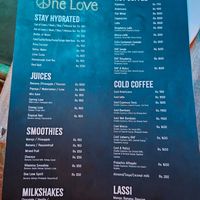 Menu at Cafe One Love in Uva Province